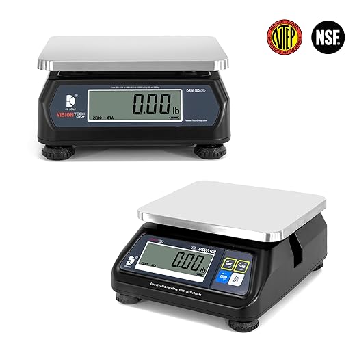 VisionTechShop DSW-100RS POS Interface Portion Food Scale with Most ECR's and POS Systems, Lb/Oz/Kg/g Switchable, 30lb Capacity, 0.01lb Readability, Dual Display, NTEP #22-007, NSF Certified