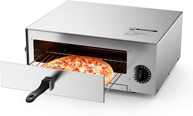 Giantex Pizza Bake Oven Kitchen Pizza Toaster Home Commercial Countertop Pizza Maker Stainless Steel Bake Pan with Handle and Removable Pizza Tray