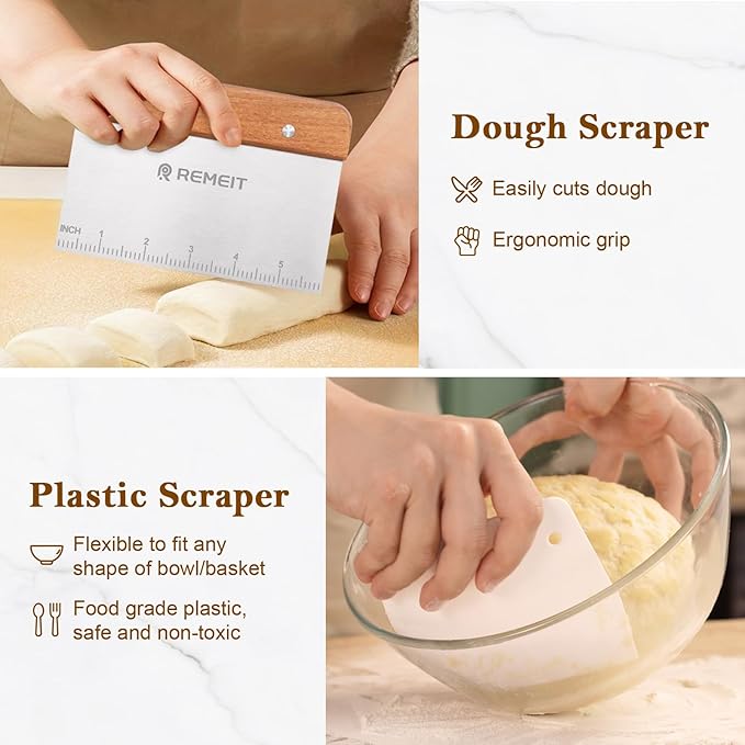 Banneton Bread Proofing Basket Sourdough Bread Baking Supplies, Sourdough Starter Kit with 9" Round and 10" Oval Baskets, Sling, Bread Lame, Proofing Cover, Scraper, Dough Whisk