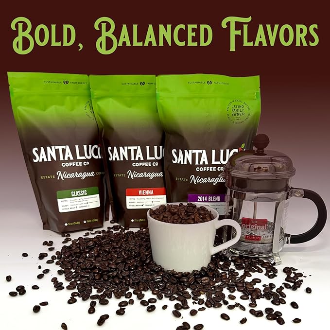 Santa Lucia Coffee Café Crema Espresso Roast Coffee - Specialty Volcanic Nicaraguan Espresso Roast - Farm-Direct, Low-Acid - Dense Golden Crema - 91-Point, Small-Batch - Ground - 16oz (Pack of 3)