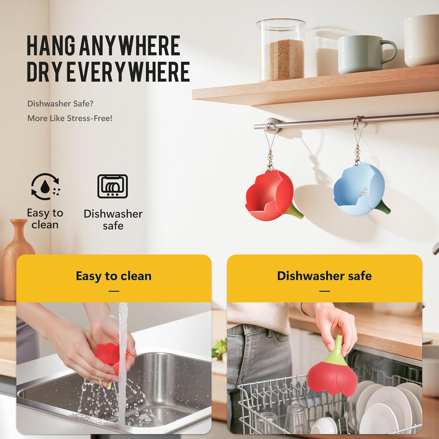 Li & Zhao Kitchen Funnels - 2 PCS Canning Funnels for Kitchen Use Filling Bottles Oil Funnel Silicone Funnel Bottle Liquid Transfer Filling Liquid,Oils,Spices for Bottles,Jar(Red & Blue)