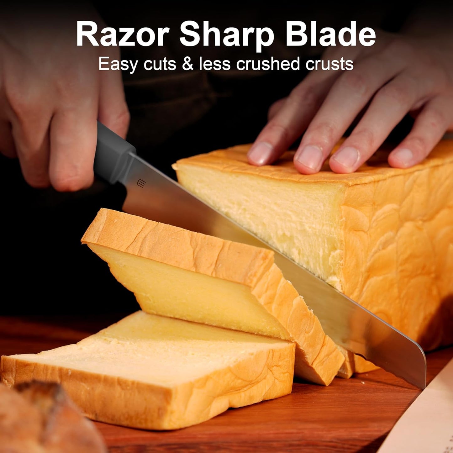 7.5" Serrated Bread Knife for Homemade Bread, Razor Sharp AR-RPM9 Steel & Innovative Wavy Edge, Professional Serrated Knife for Sourdough Bread Cake, Gift Box for Baker Home Chefs