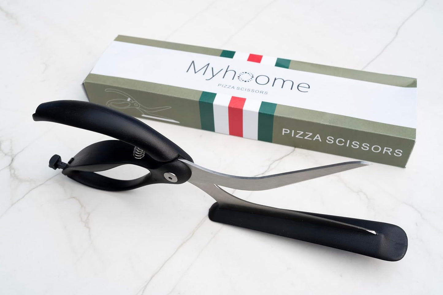 Generic MyHoome Non-stick Pizza Scissors with Secure Grip Base - Food-Grade Stainless Steel Pizza Cutter - Cutter and Pizza Server - Easy-to-Use and Clean Pizza Cutters., Black