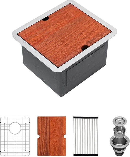 15 Inch Undermount Bar Sink 15x17 Inch Single Bowl Workstation 16 Gauge Stainless Steel Small Undermount Bar Prep Sinks