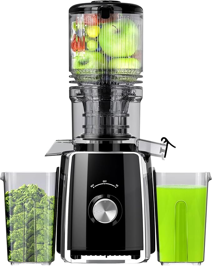 Slow Masticating Cold Press Juicer, 5.1" Wide Chute for Whole Fruits/Vegetables | Higher Juice Yield & More Nutrient Retention | BPA-Free | 300W Quiet Motor | Easy to Clean