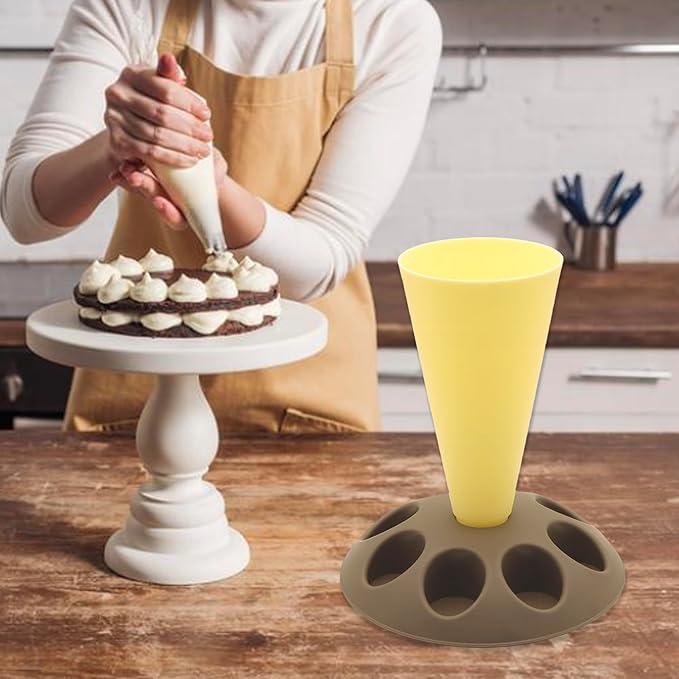 2 Pack Piping Bag Holder – Piping Bag Holder Stand for Filling, Icing Bag Holder, Pastry Bag Holder Stand with 8 Nozzle Slots, Includes 100 Pcs 13 in Piping Bags, 6 Icing Nozzles & 5 Couplers