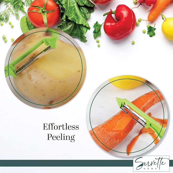 Vegetable Peeler and Grater Set, Multi-Purpose Kitchen Tools, White (Green)