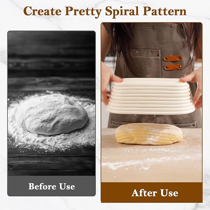 10 Inch Bread Banneton Proofing Basket Set of 4 Oval Sourdough Bread Baking Supplies Rattan Banneton Dough Proofing Bowls with Liners Sourdough Starter Kit for Home Dough Making and Baking