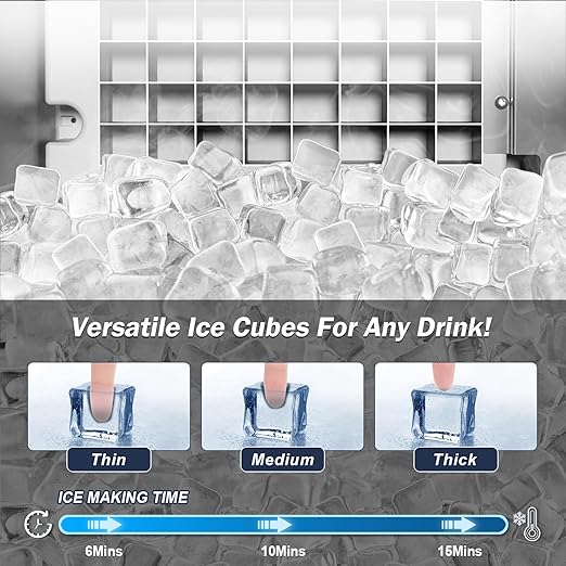 Under Counter Ice Maker Machine - 120 LBS/Day, Built in/Freestanding Placed, Auto-Cleaning,Reversible Door, Built 25LBS Ice Storage, Stainless Steel Ice Machine for Home & Commerial Outdoor Use