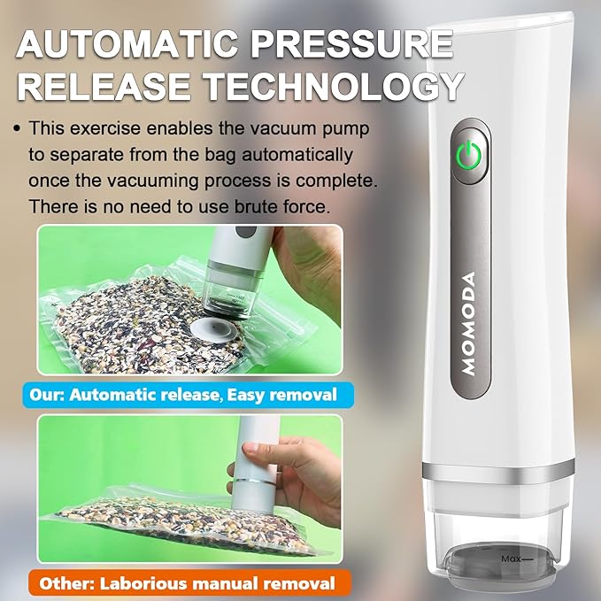 MOMODA Sous Vide Cooking Bags - Set of 30 | BPA-Free Reusable Vacuum Seal Bags with Air Valve for Joule and Anova Cookers | Freezer Safe Vacuum Food Storage Bags with Upgraded Electric Pump Included