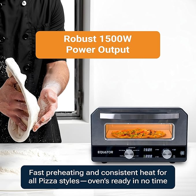 Equator ELECTRIC PIZZA OVEN Multi Program w/Baking Stone Countertop 0.5cf 110V for Home