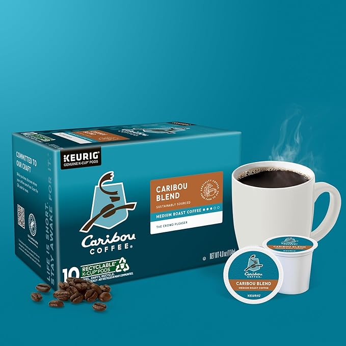Caribou Coffee Caribou Blend Keurig Single-Serve K-Cup Pod, Medium Roast Coffee, 60 Count (6 Packs of 10)