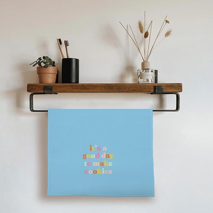 Baking & Kitchen Towels, Tea Towels for Bakers & Cooks, Gifts for Cookie Lovers, 16x24 (Blue)