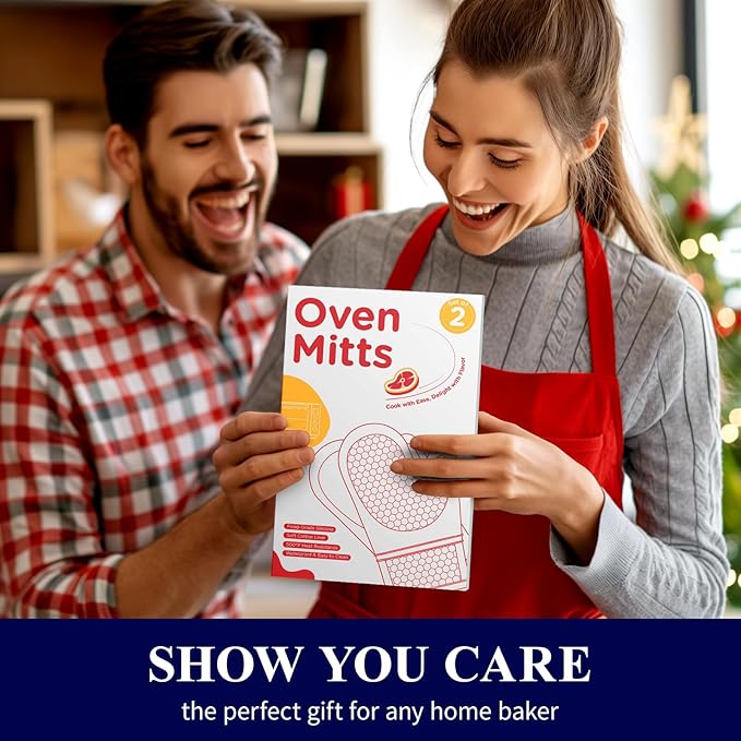 Kitsure Silicone Oven Mitts, Set of 2, Heat Resistant, Oven Gloves with Soft Lining, Non-Slip Kitchen Essentials, Kitchen Gadgets, Apartment Essentials, Great Gift for Cooking, Baking, Beige