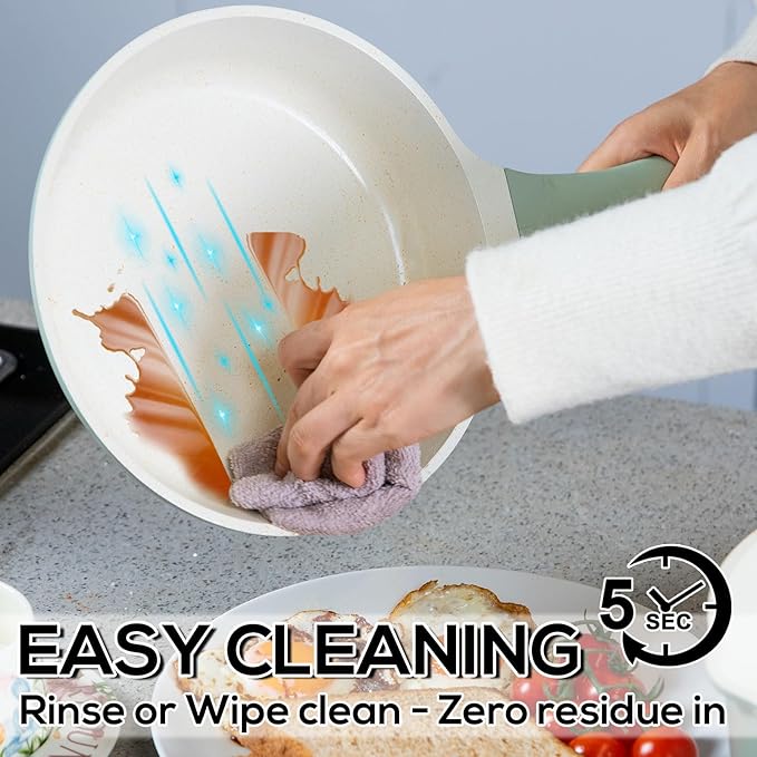 Romswi 23pcs Pots and Pans Set Non Stick, Kitchen Cookware Set with Casserole, Frying & Saucepans, Oven Safe & Stovetop Agnostic Non Toxic Cookware(Gas, Electric & Induction) - Green