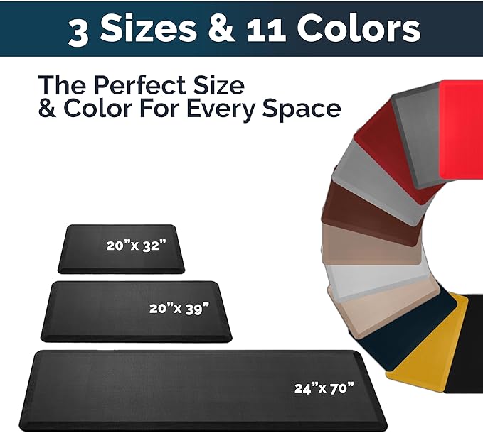 ComfiLife Anti Fatigue Floor Mat – 3/4 Inch Thick Kitchen Mats for Floor, Standing Desk Mat, Kitchen Rug – Comfort at Home, Office – Durable – Stain Resistant – Non-Slip Bottom (20" x 39", Gray)