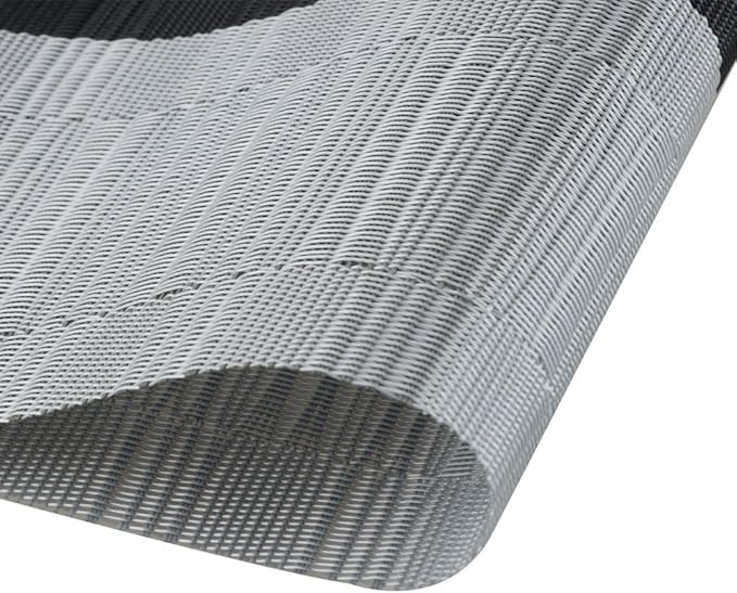 SHACOS Woven Vinyl Placemats for Dining Table Set of 6 Non Slip PVC Bamboo Basket Weave Table Place Mats (6, Ombre Black Gray)