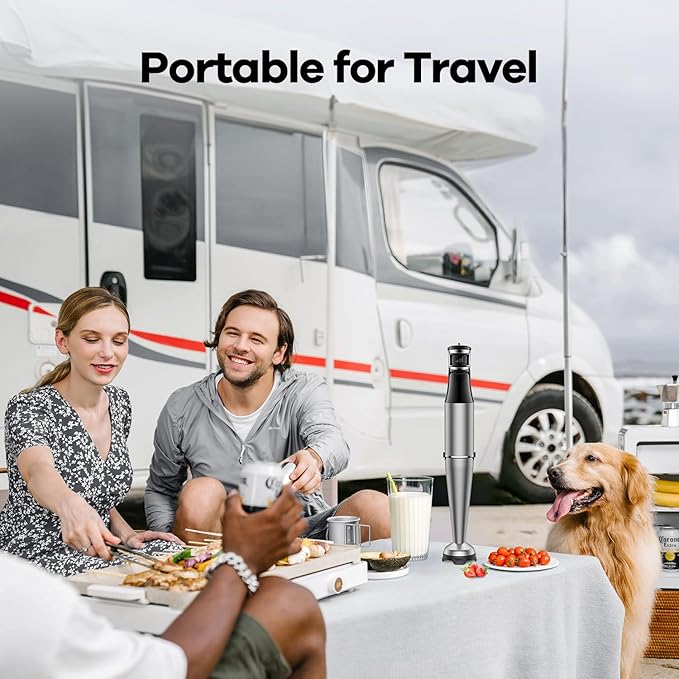 Immersion Blender Handheld 1100W 5 in 1 Corded Stick Hand Blenders for Kitchen with Trigger Speed Control, with Beaker, Chopper, Whisk, Frother, Perfect Emulsifier for Soup, Smoothie, Puree