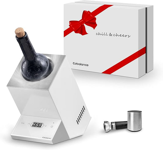 Cobalance Wine Chiller,Electric Wine Cooler Bucket for 750ml Vino or Some Champagne,Single Bottle Chiller for Poolside Party,Gift Set for Vino Lover