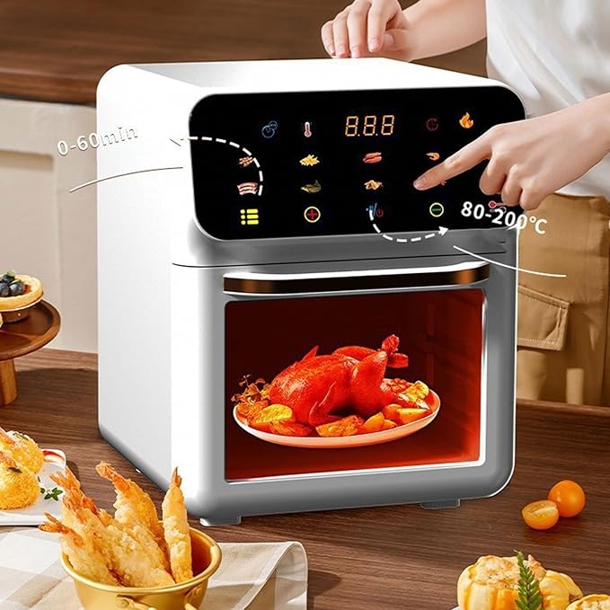 TOPINCN Air Fryer Toaster Oven Stainless Steel Non Stick Digital Fryer Large Capacity Multifunctional Kitchen Appliance with View Window for Baking Toasting Frying