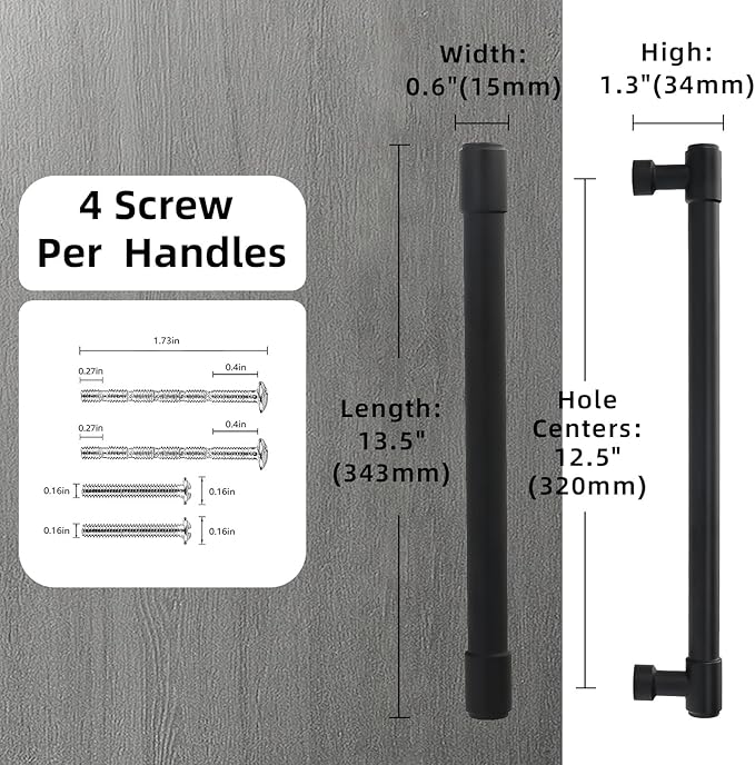 10 Pack Matte Black Cabinet Pulls 12.6 Inch(320mm) Hole Centers Kitchen Cabinet Handles Black Drawer Pulls