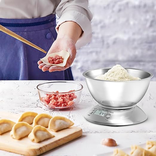 Kitchen Food Scale Digital Weight Grams and Oz，Professional Stainless Steel Digital Kitchen Food Scale 11lb/0.1oz with Bowl for Weight Loss Dieting Baking Cooking