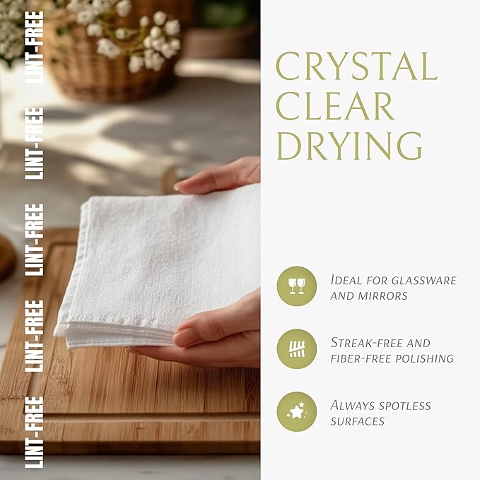 Wealuxe Flour Sack Dish Towels for Kitchen, 12 Pack, 28x28 - Lint-Free, Super-Absorbent Cotton Tea Towels for Kitchen Drying, Bread Proofing, Baking, Crafting, Embroidery