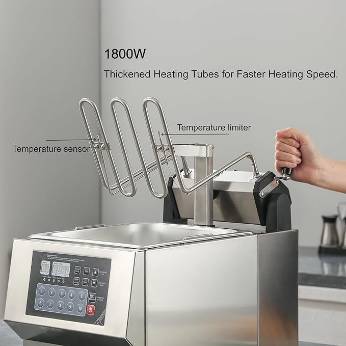 Commercial Deep Fryer with Auto Lift - Unattended Frying, One-Touch Operation, Boosts Efficiency & Consistency-1800W Electric Oil Fryer with basket for Restaurant Business, Food Truck, Home