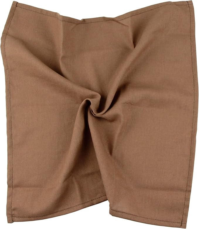 Solid Color Linen Blended Thin Dinner Cloth Napkins - Pack of 12 (40 x 40 cm) - for Events & Home Use (Coffee)