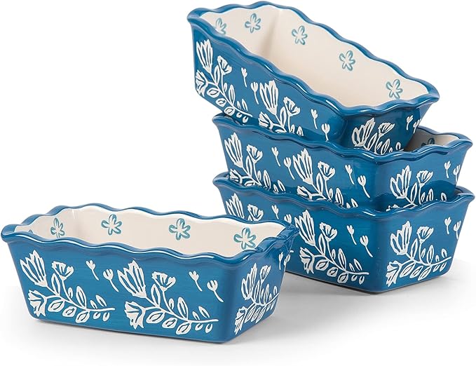 Wisenvoy Mini Loaf Pan Bread Pan Ceramic Loaf Pans for Baking Bread Mini Bread Loaf Pans 4-Pieces Bread Baking Pan