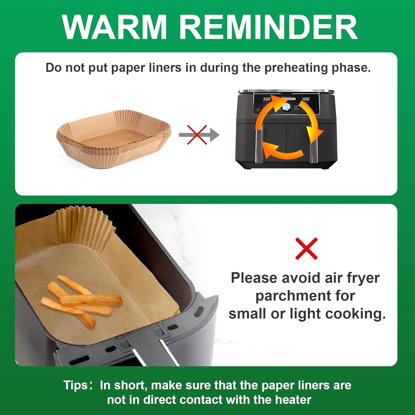 125Pcs Large Air Fryer Liners Disposable Compatible with Chefman XL 8-Qt Family Air Fryer, 9inch Square