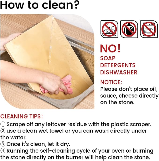 Pizza Stone, Cordierite Pizza Pan for Oven Grill and BBQ, Rectangular Large 15" × 12" Baking Stone for Bread, Thermal Shock Resistant, Durable Cooking Stone