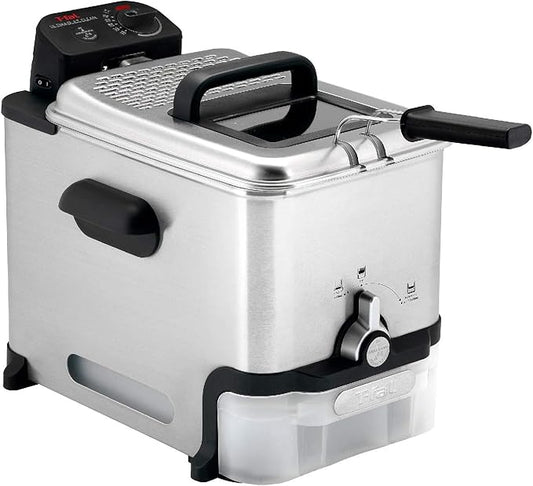 T-fal 3.5L Stainless Steel Deep Fryer with Basket for Home Use, 1700W, Deep Fryer with Oil Filtration, Temp Control, Digital Timer