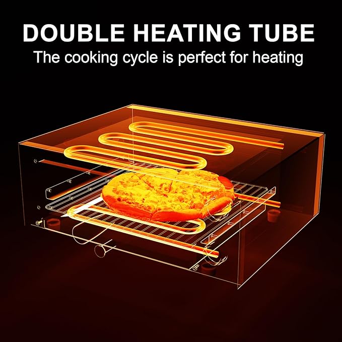 14" Electric Pizza Oven,Stainless Steel Countertop Pizza Oven with temperature and Timer for Kitchen Commercial Use