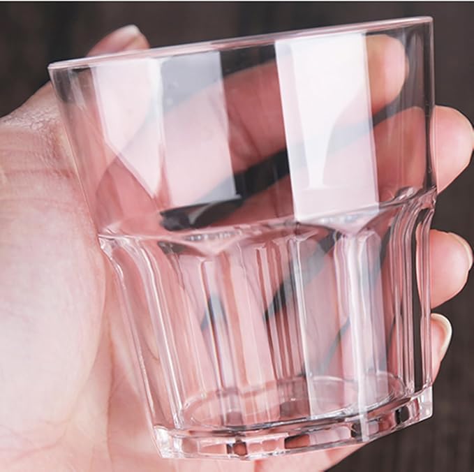 16 Pack 8 oz Plastic Drinking Glasses, BPA Free Unbreakable Juice Cups, Stackable Clear Beverages Iced Hot Tea Glassware for Cocktail, Soda Beer Tumbler Cup Dishwasher Safe