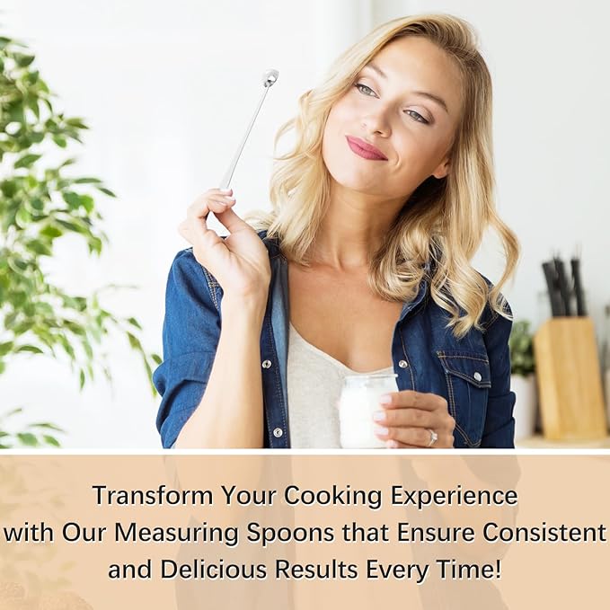 2PCS 1 Teaspoon(1tsp, 1/3tbsp, 5 ml) Single Measuring Spoon, Extra-long Handle Individual Measure Scoop, Stainless Steel Spoons Only