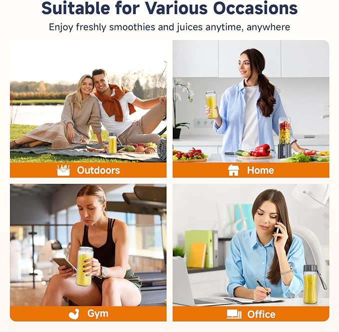 COKUNST 17Oz Portable Blender for Shakes and Smoothies, USB Rechargeable Smoothie Blenders with 6 Blades, Mini Mixer Personal Blender Juicer with Extra Handle Lid for Travel Gym Picnic Office