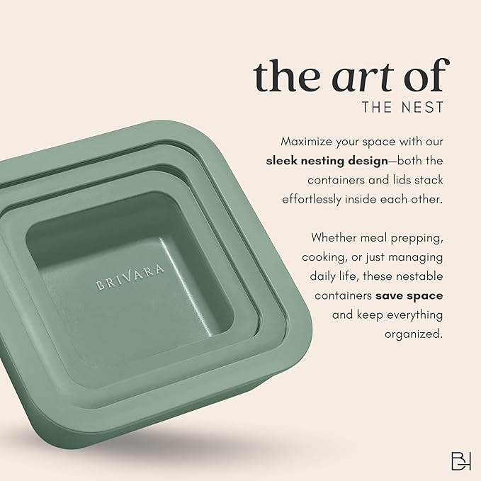 Ceramic Coated Glass Food Storage Container | No PTFE, PFOA, PFAS, and BPA | Reusable Non Toxic Meal Prep Container with Glass Lid | Easy To Store | 8 Cup Square [Willow]