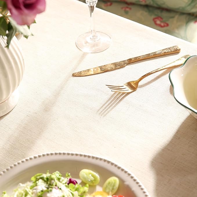 patdrea Designer Green Small Tablecloth for Rectangle Table,Vintage Linen Leaves Pattern Breathable Table Cloth,Floral Cover Decor for Kitchen Dining Christmas,Thanksgiving,55"x71"-Cecilia D