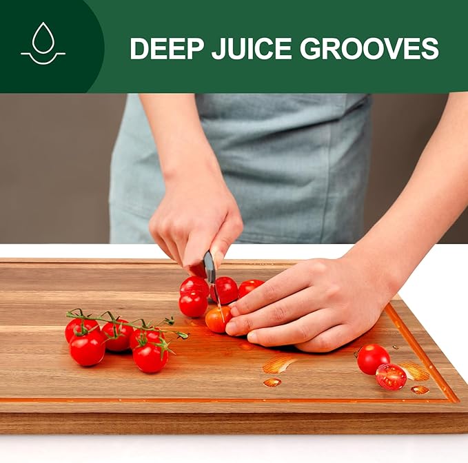 20" XL Extra Large Wooden Cutting Boards for Kitchen Charcuterie Boards Hardwood Solid Chopping Board Big Acacia Wood Cutting Board Meat Serving Cheese Board Thick Butcher Block Turkey Carving Board