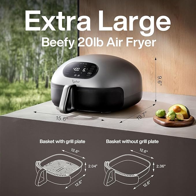Dome 2 Air Fryer, Extra Large Airfryer with Superior Airflow, Self-cleaning Smart Digital Fryer with PFAS free Basket for Quick Easy Meals, Up to 32 Chicken Wings Capacity [New Version]