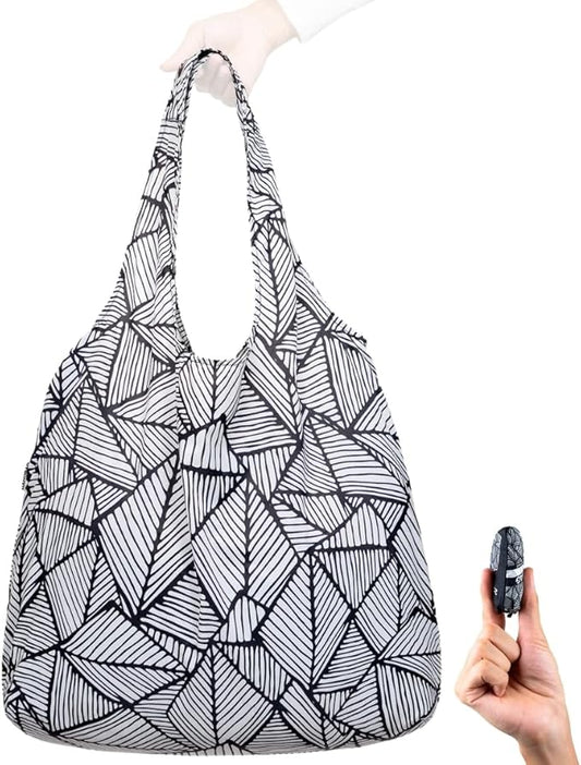 Nanobag Ultra-Lightweight Heavy Duty Foldable Tote for Women & Men, Reusable Grocery & Travel Bag, Packable Collapsible Compact Market Essential (XL Sketch)