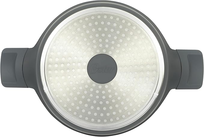 Oster Platinum Rooney 12 Piece Cast Aluminum Pots and Pans PFA Free Ceramic Non stick Induction Kitchen Cookware Set - Grey