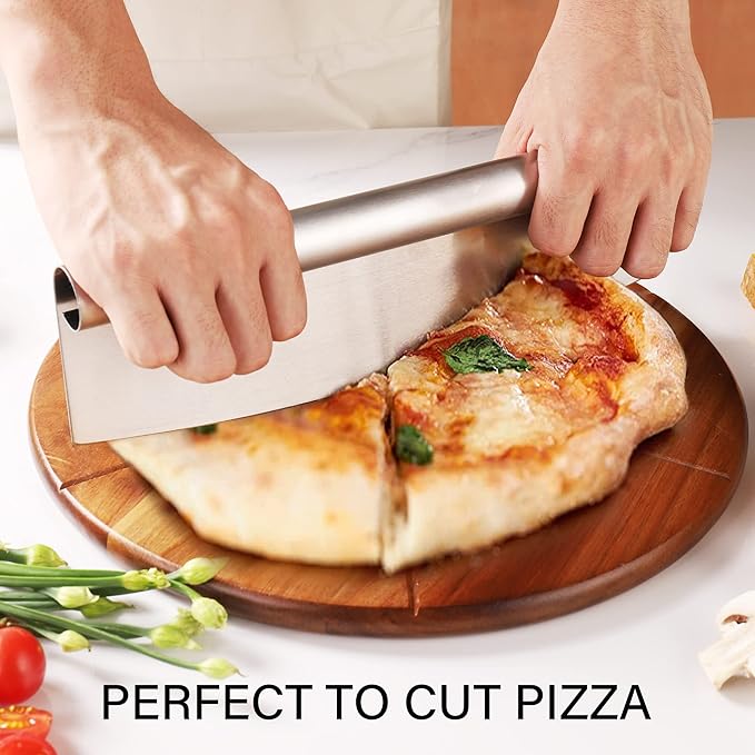 Pizza Peel 12 Inch, Wood Pizza Board with Handle, Round Pizza Paddle with Cutter, Pizza Cutting Board for Cheese Bread Fruit Vegetables, Pizza Accessories Supplies