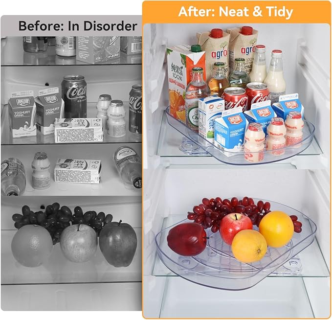 Lazy Susan Turntable Organizer for Fridge,15.7" Organization 360° Rotating Storage Tray Container Bins Spice Rack Cabinet Rotating Condiment for Pantry Countertop Kitchen Vanity Bathroom, Clear