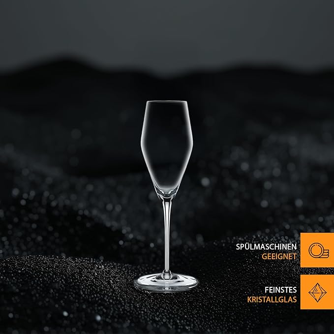 Nachtmann ViNOVA Champagne Flutes (Set of 4) - 9 oz Crystal Stemmed Sparkling Wine Glasses, Modern Design, Elegant Gift-Ready Packaging, Dishwasher Safe Modern Glassware, Made in Germany