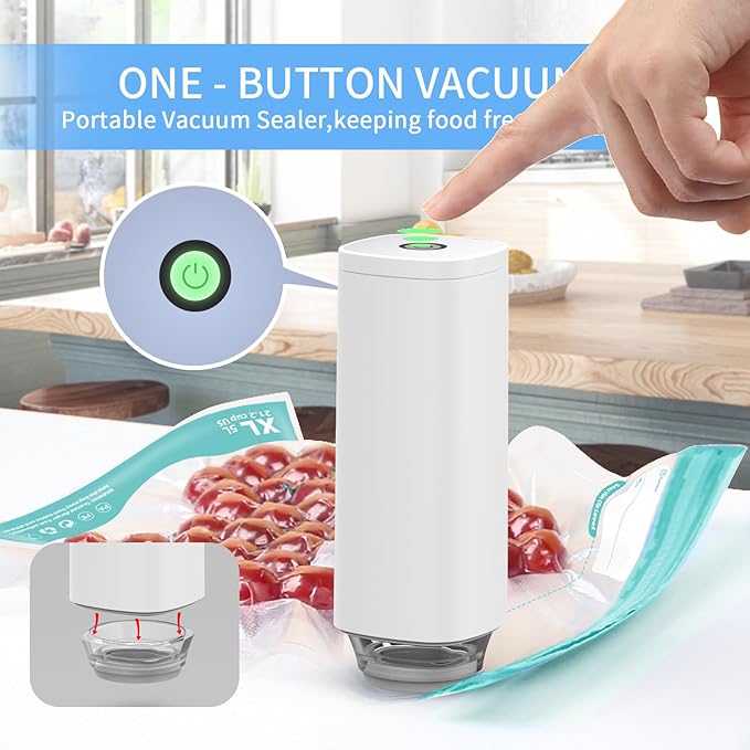 Handheld Vacuum Sealer Machine, Automatic Food Vacuum Pump, Sous Vide Vacuum Sealer Portable Vacuum Sealer Machine for Food Storage and Preservation