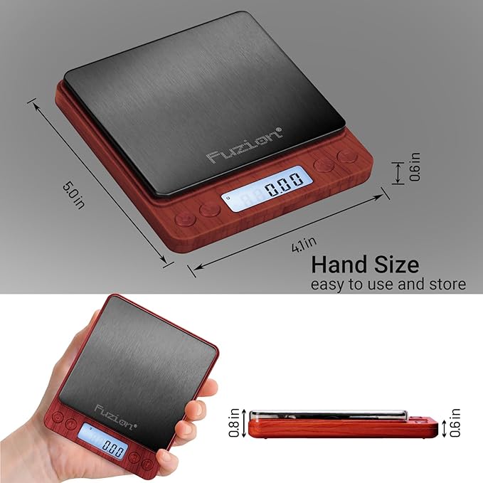 Fuzion Digital Scale .01 Gram Accuracy, 500g Mini Food Scales for Small Jewelry, Gold, Herb, Spice - Weight Gram and Oz