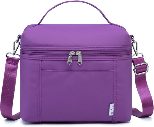 NOL Natural Organic Lifestyle Insulated Lunch Bags for Women Cooler Bag Lightweight Nylon Waterproof Lunch Box For Work (Purple Medium(normal))