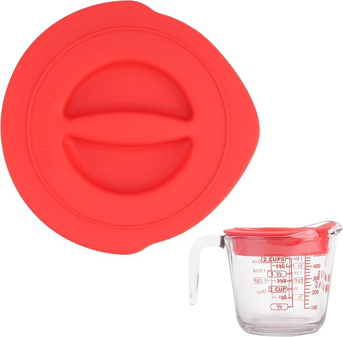 Silicone Replacement Lid Only Fit For Anchor Hocking 2-Cup/500 ML Glass Measuring Cup, Reusable & Durable, Dishwasher, Microwave Safe (Cup not Included)